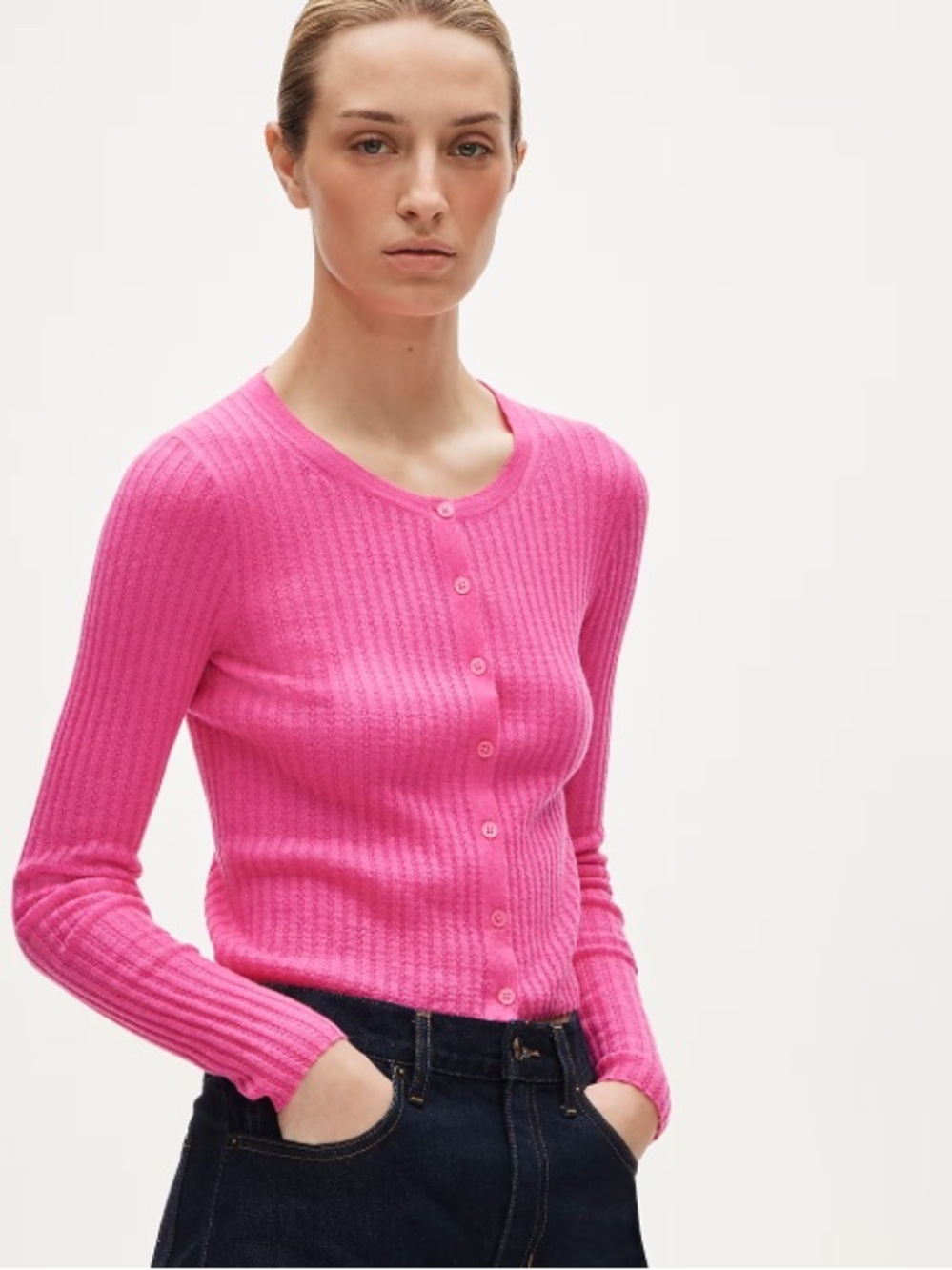 J crew Featherweight cashmere pointelle cardigan